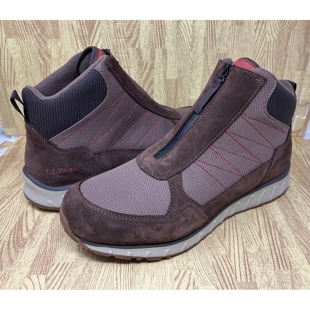 L.L. Bean Mens Snow Boots Mens 13 M Zip Front Brown Lined Primaloft Insulated